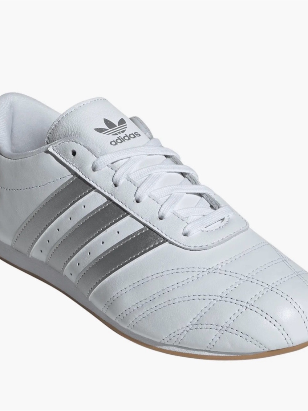 adidas unisex White Leather Sneaker with Silver Three-Stripes